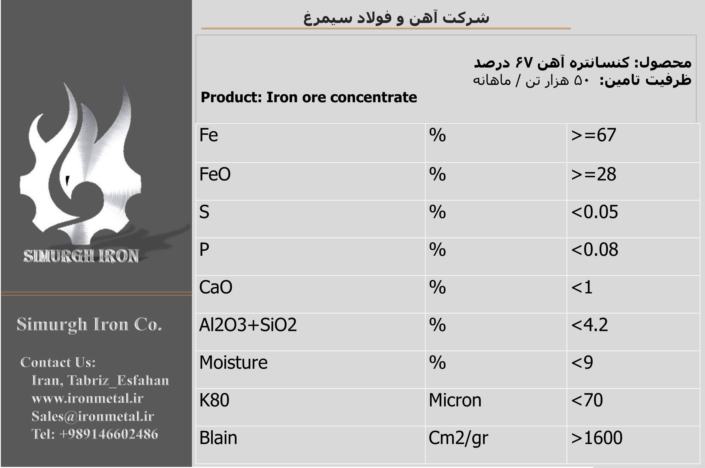 concentrate iron ore 67 fe price